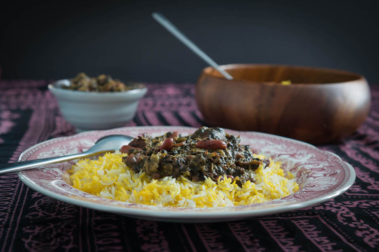 Azerbaijan Traditional Rice With Beef Sabzi (Beef with Fresh Greens)